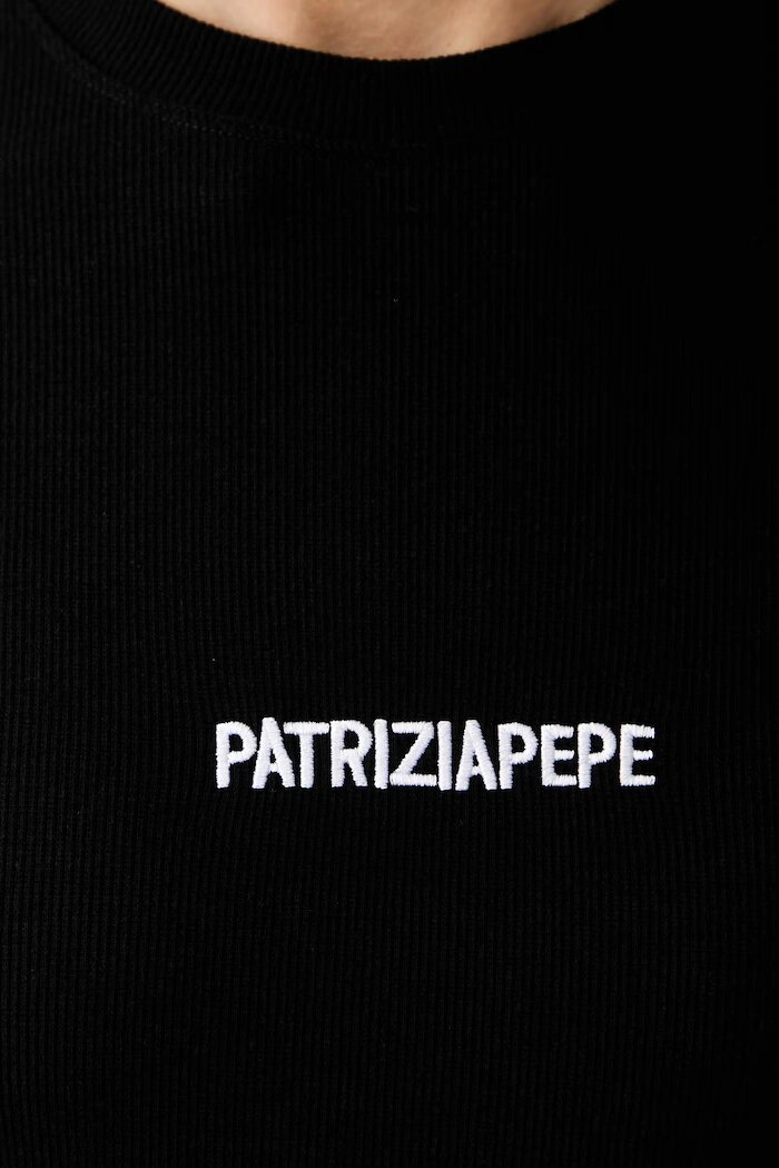 Patrizia Pepe блуза с дълги ръкави дамска от памук с еластан черна 2M4512 J355