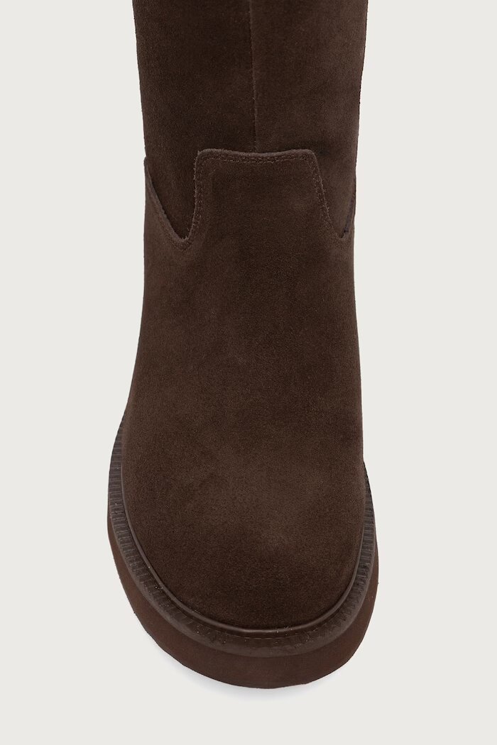 Patrizia Pepe ботуши под коляното за деца от велур кафяви PPJ447