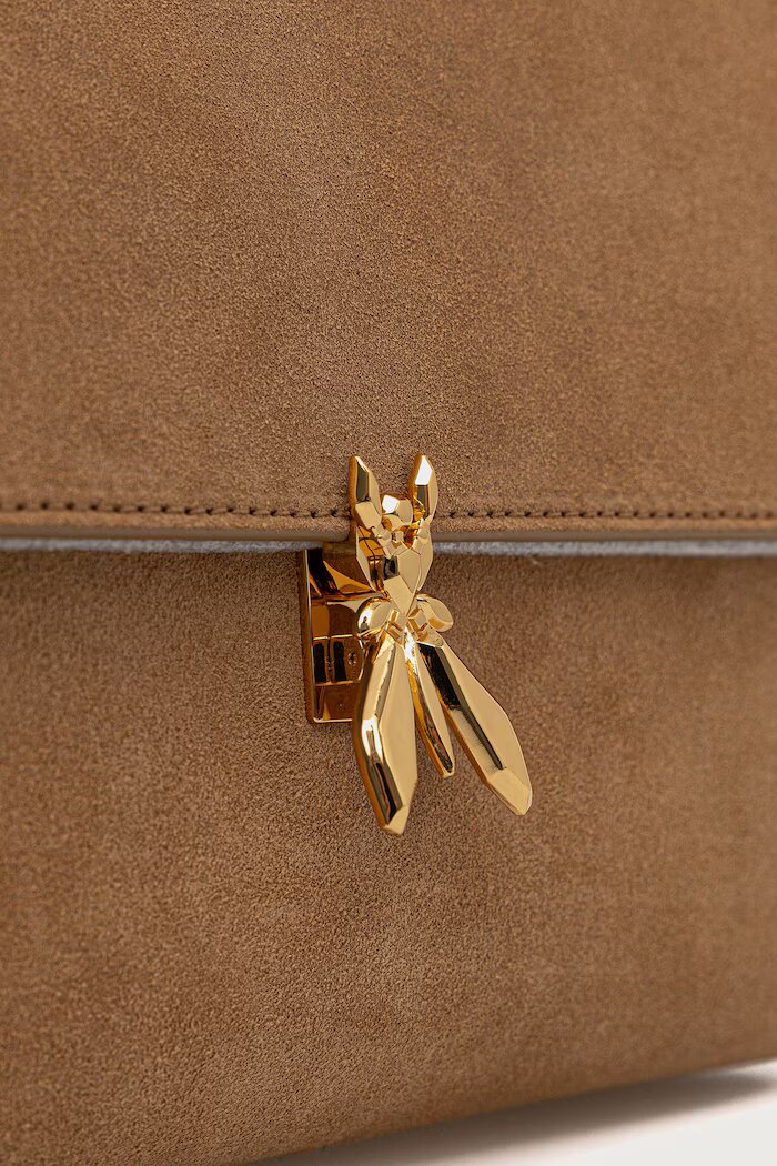 Patrizia Pepe чанта crossbody дамска от велур бежова 8B0173.L152