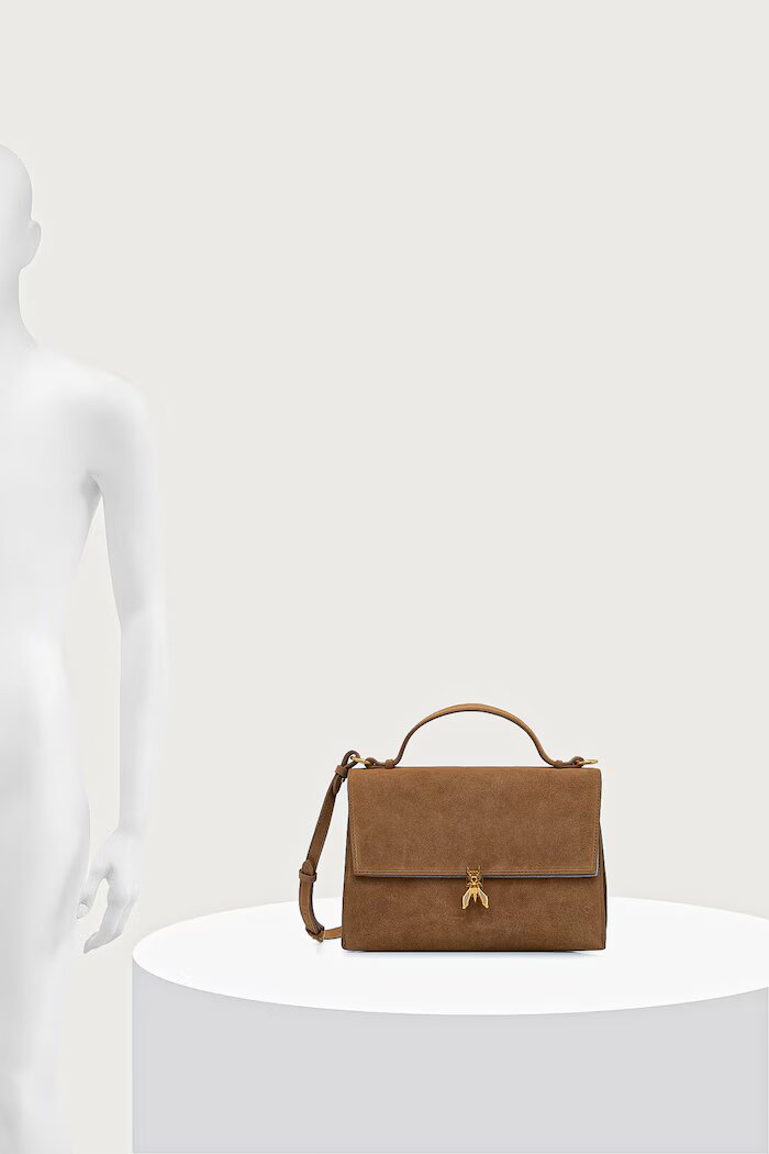 Patrizia Pepe чанта crossbody дамска от велур бежова 8B0173.L152