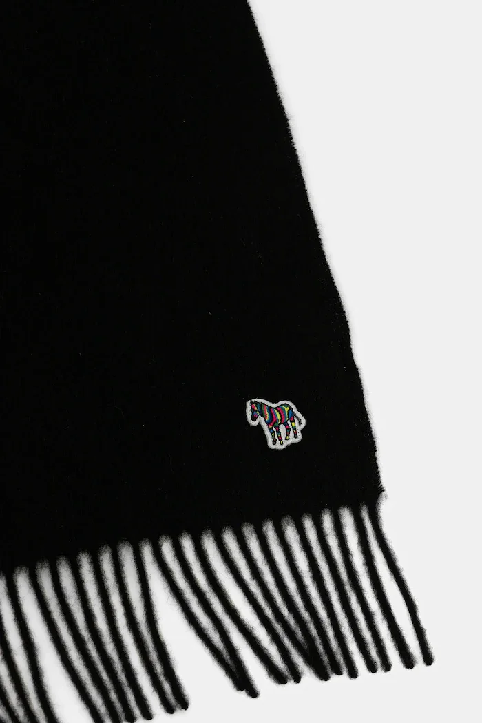 Paul Smith Вълнен шал мъжки в черно с изчистен дизайн M1A-150K-PZEBRA