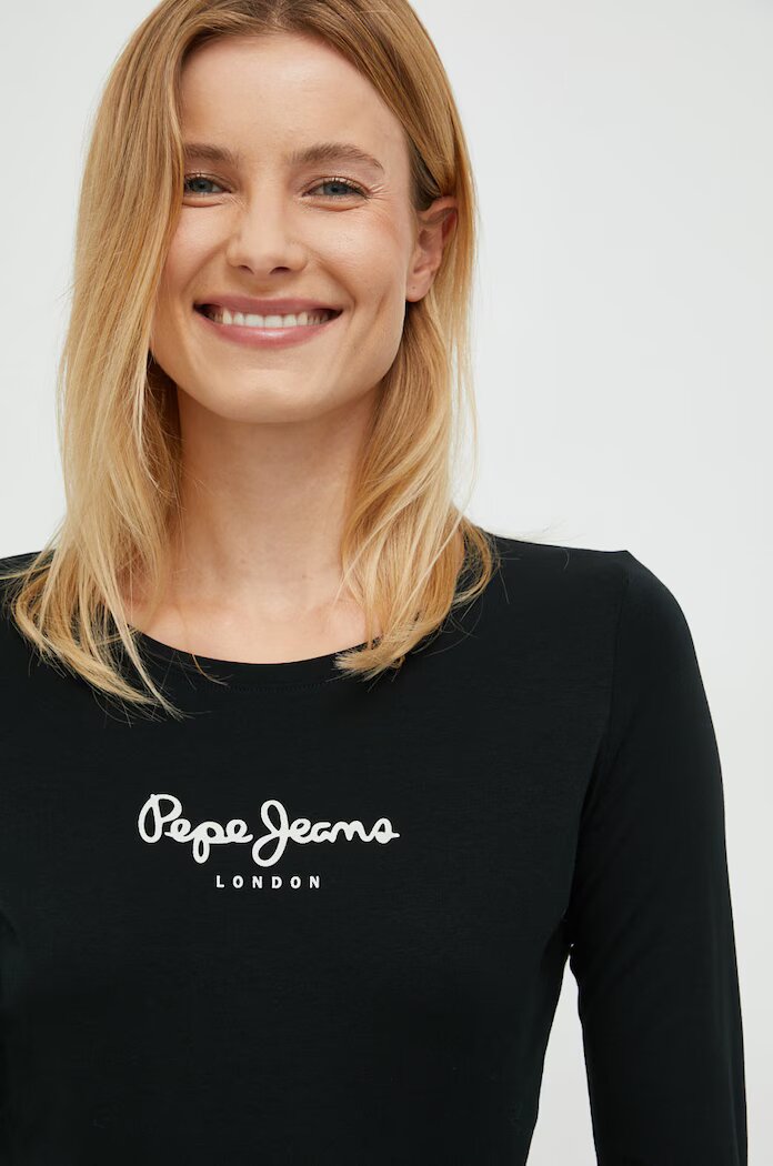 Pepe Jeans Блуза с дълги ръкави в черно