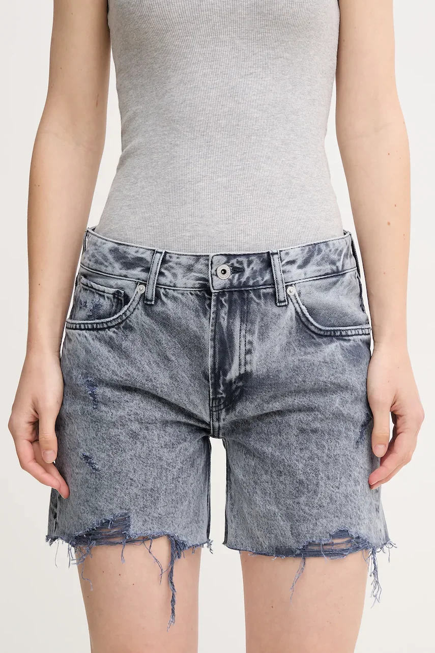 Pepe Jeans Дънков къс панталон от памук REGULAR SHORT MW DISTRESSED