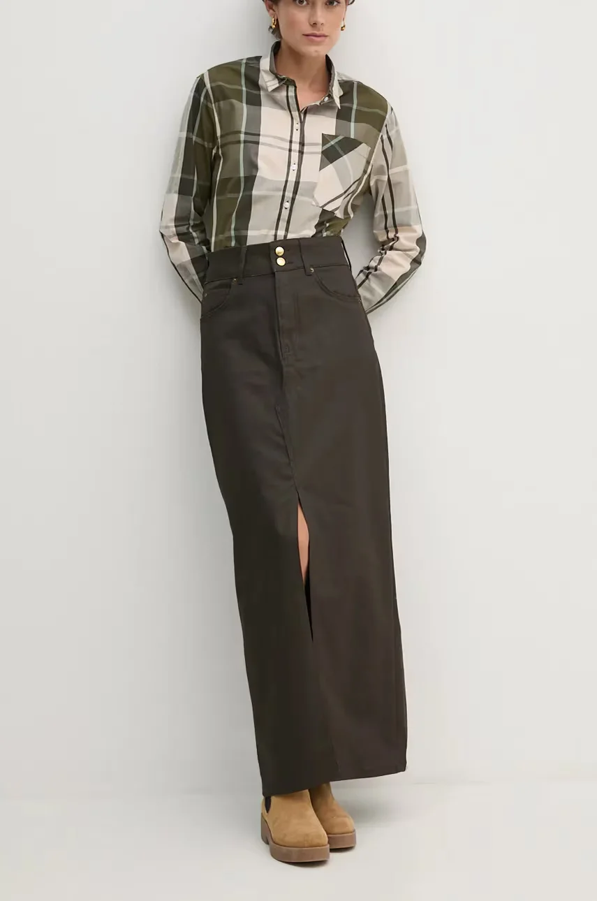 Pepe Jeans Дънкова пола MAXI SKIRT HW COATED