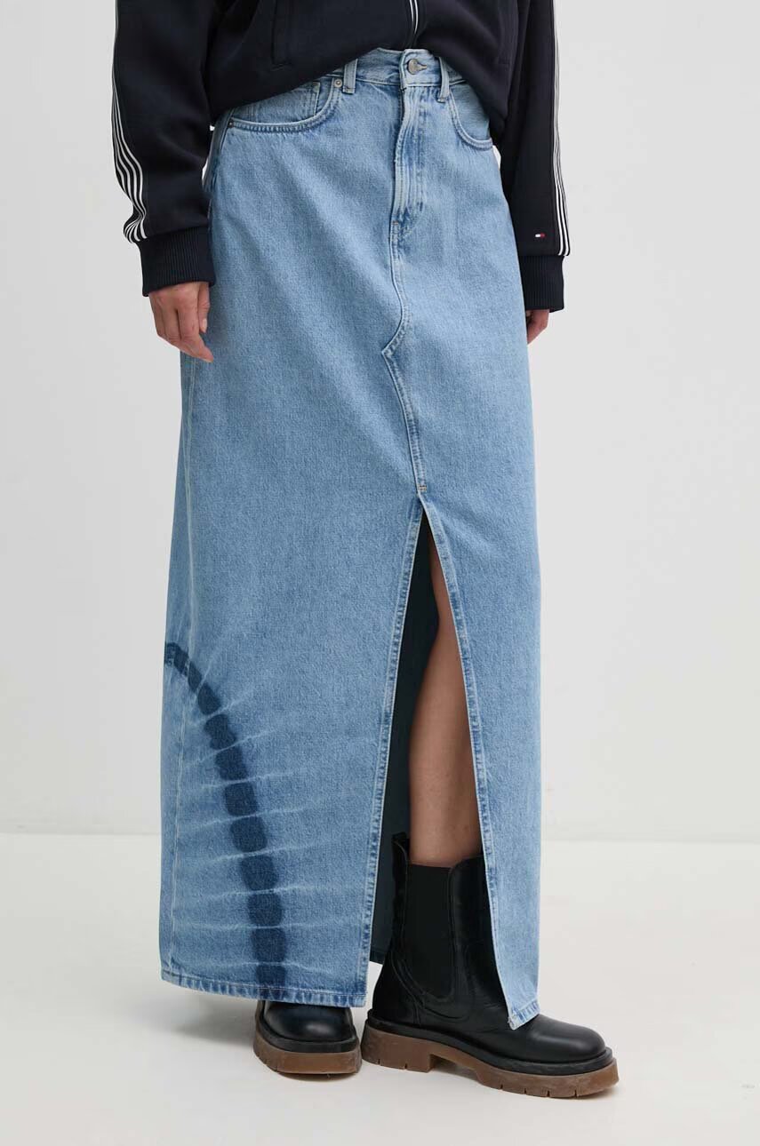 Pepe Jeans Дънкова пола MAXI SKIRT HW TIE DYE