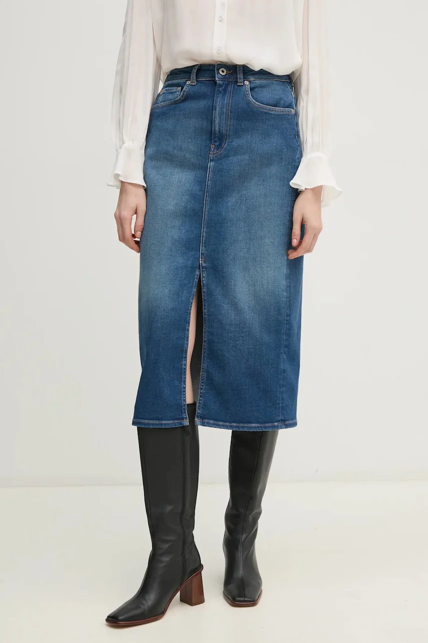 Pepe Jeans Дънкова пола MIDI SKIRT HW