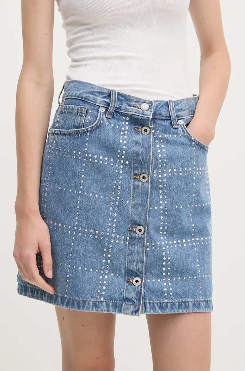 Pepe Jeans Дънкова пола MINI SKIRT HW GLITTER