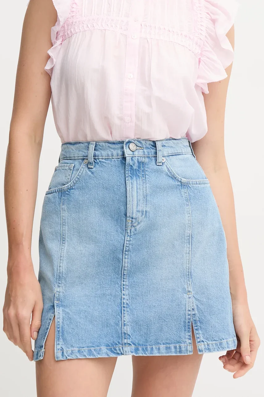 Pepe Jeans Дънкова пола MINI SKIRT HW SLIT