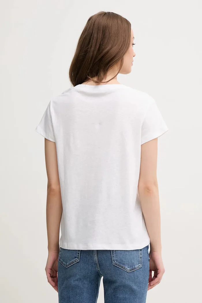 Pepe Jeans Ленена тениска MEGAN в бяло PL506049
