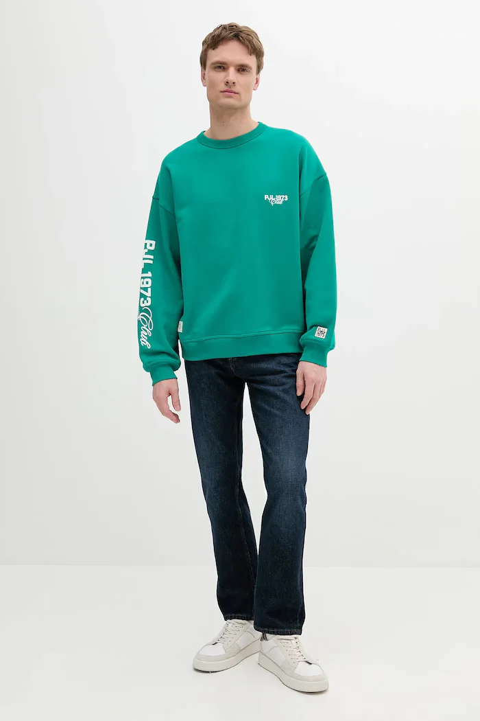 Pepe Jeans Памучен суичър COLVILLE CREW мъжки в зелено с апликация PM582841