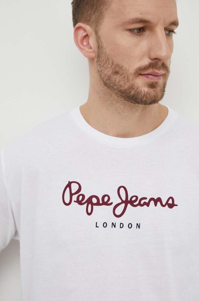 Pepe Jeans Памучна блуза с дълги ръкави Eggo Long N в бяло с принт