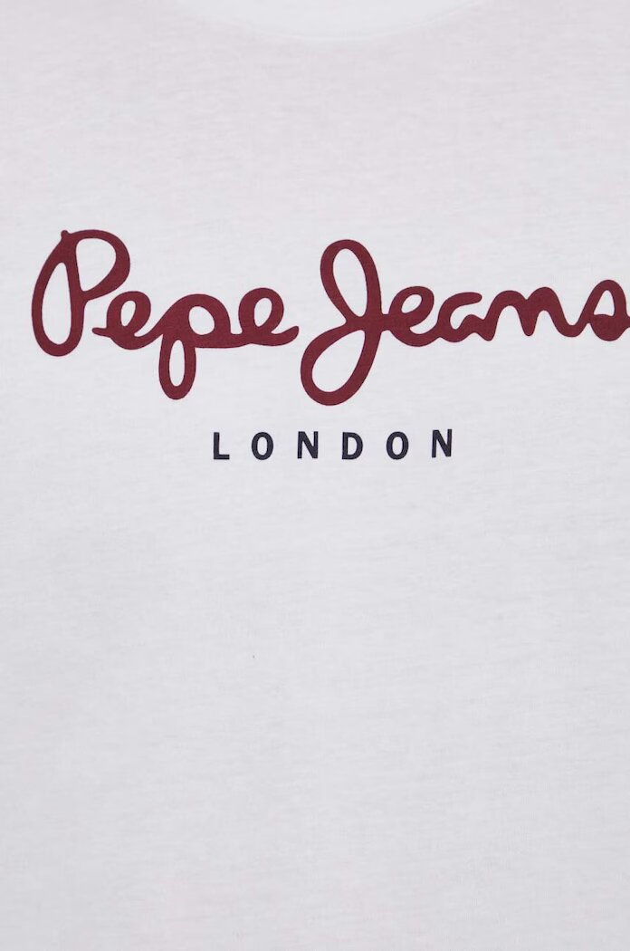 Pepe Jeans Памучна блуза с дълги ръкави Eggo Long N в бяло с принт
