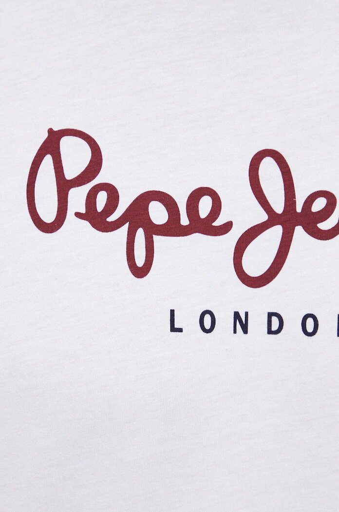 Pepe Jeans Памучна блуза с дълги ръкави Eggo Long N в бяло с принт