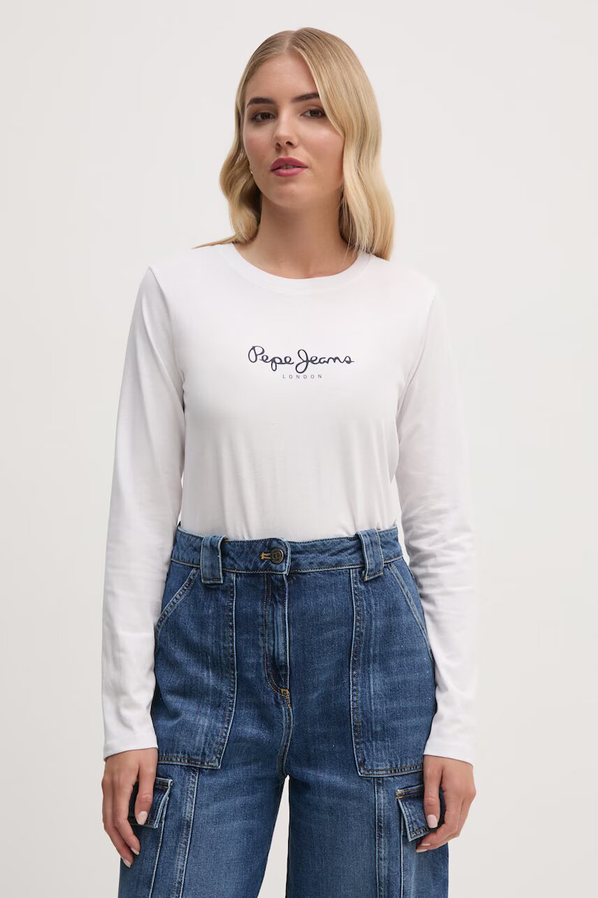 Pepe Jeans Памучна блуза с дълги ръкави FIORE LS