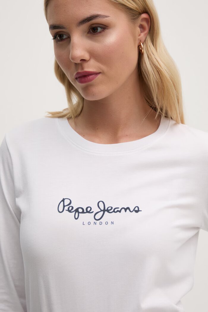 Pepe Jeans Памучна блуза с дълги ръкави FIORE LS в бяло PL505947