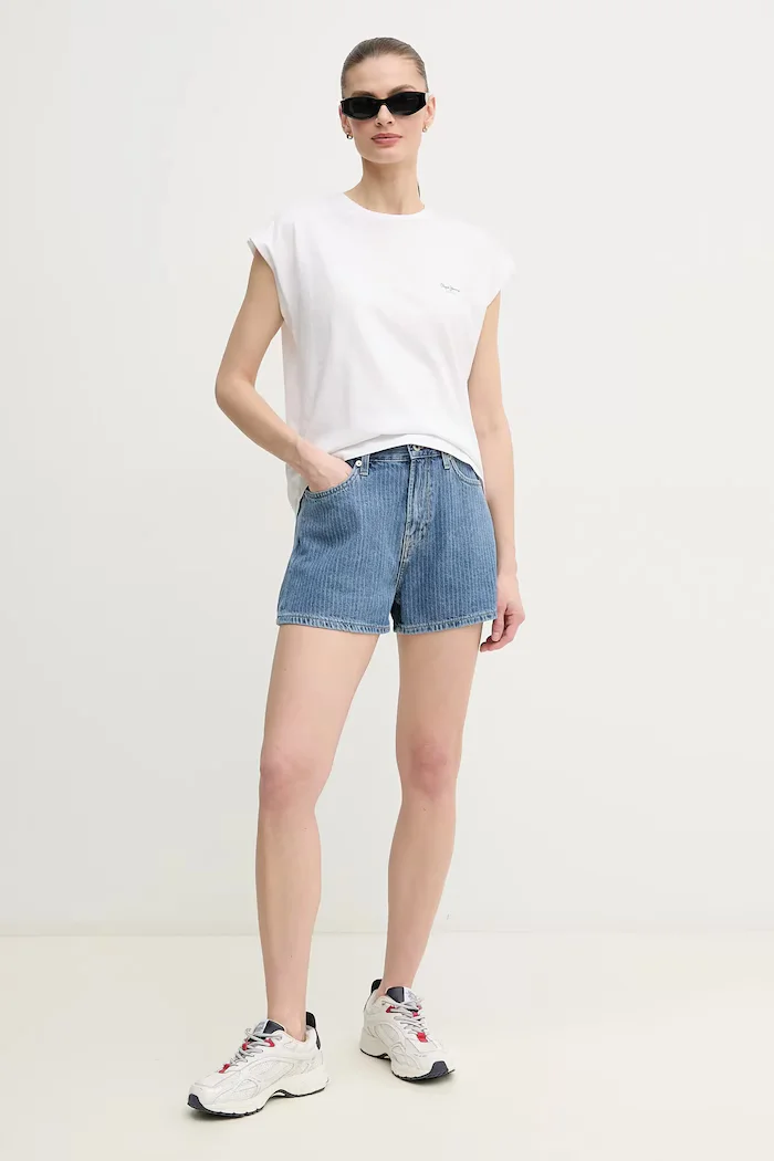 Pepe Jeans Памучна тениска BLOOMA в бяло PL506030