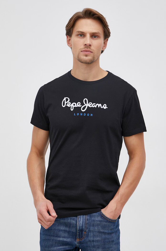 Pepe Jeans Памучна тениска Eggo N в тъмносиньо PMB10397