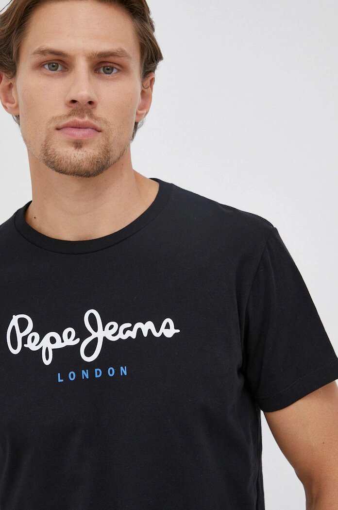 Pepe Jeans Памучна тениска Eggo N в тъмносиньо PMB10397