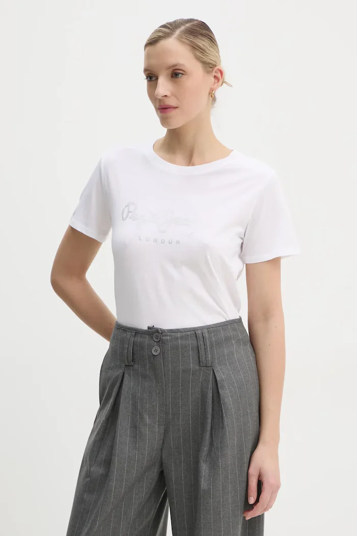 Pepe Jeans Памучна тениска LETICIA в бяло PL505997