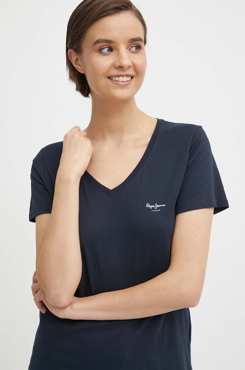 Pepe Jeans Памучна тениска LORETTE V NECK