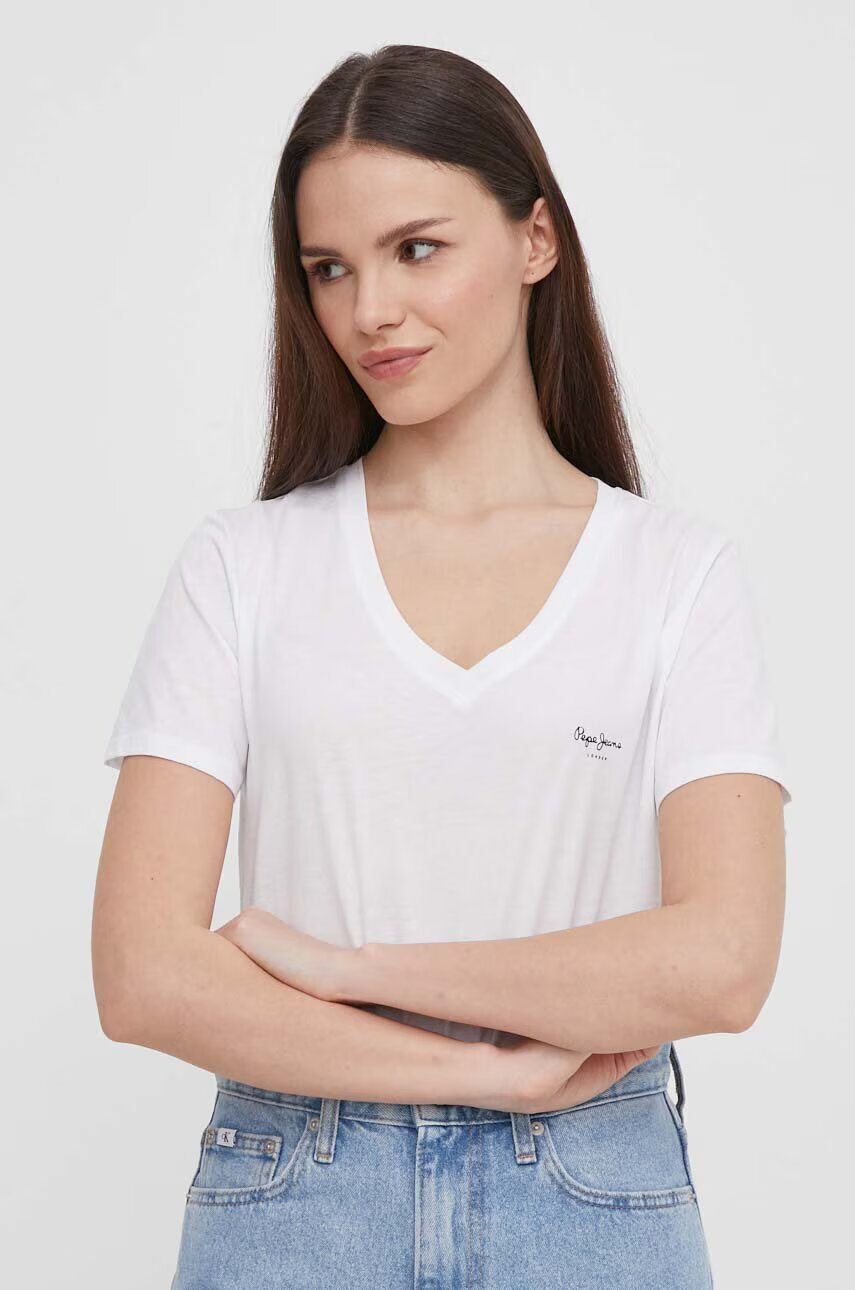 Pepe Jeans Памучна тениска LORETTE V NECK