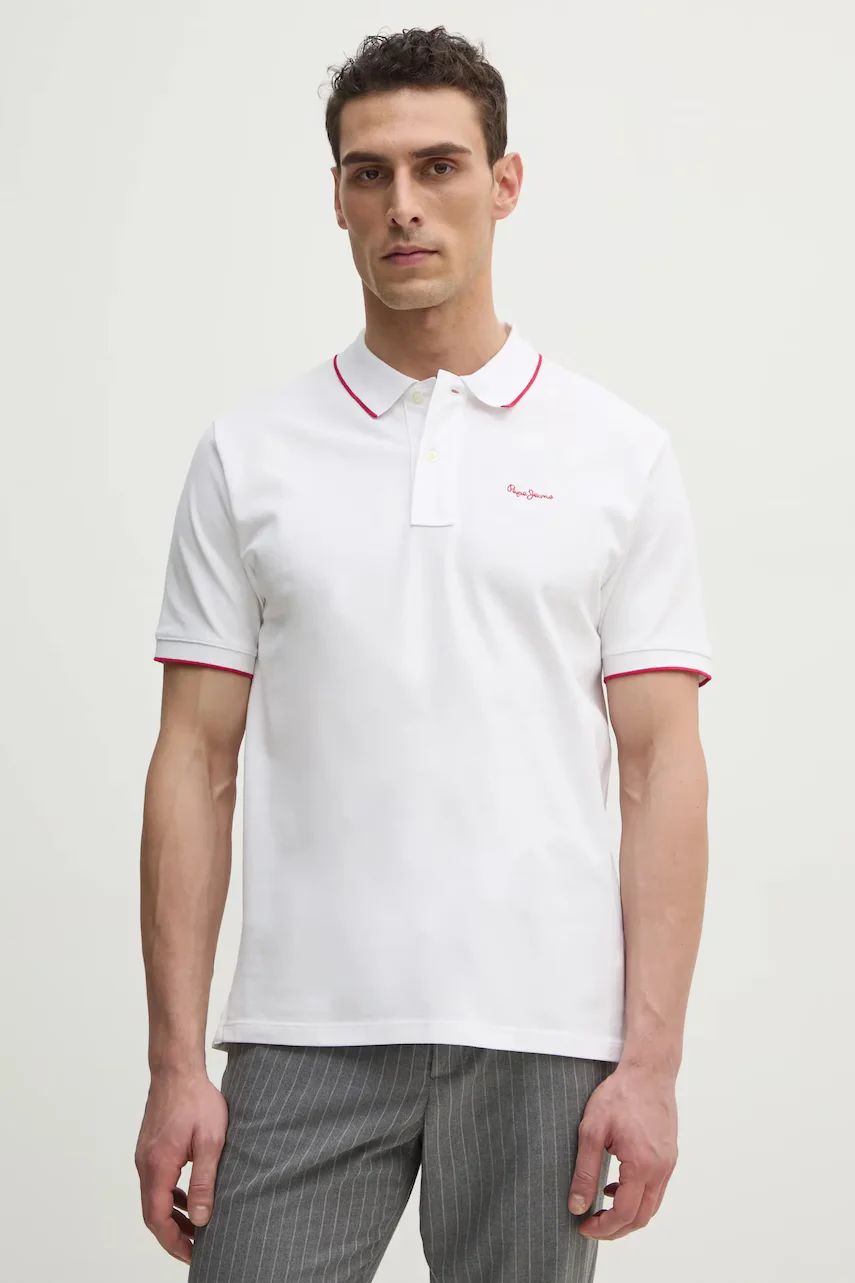 Pepe Jeans Памучна тениска с яка Hans