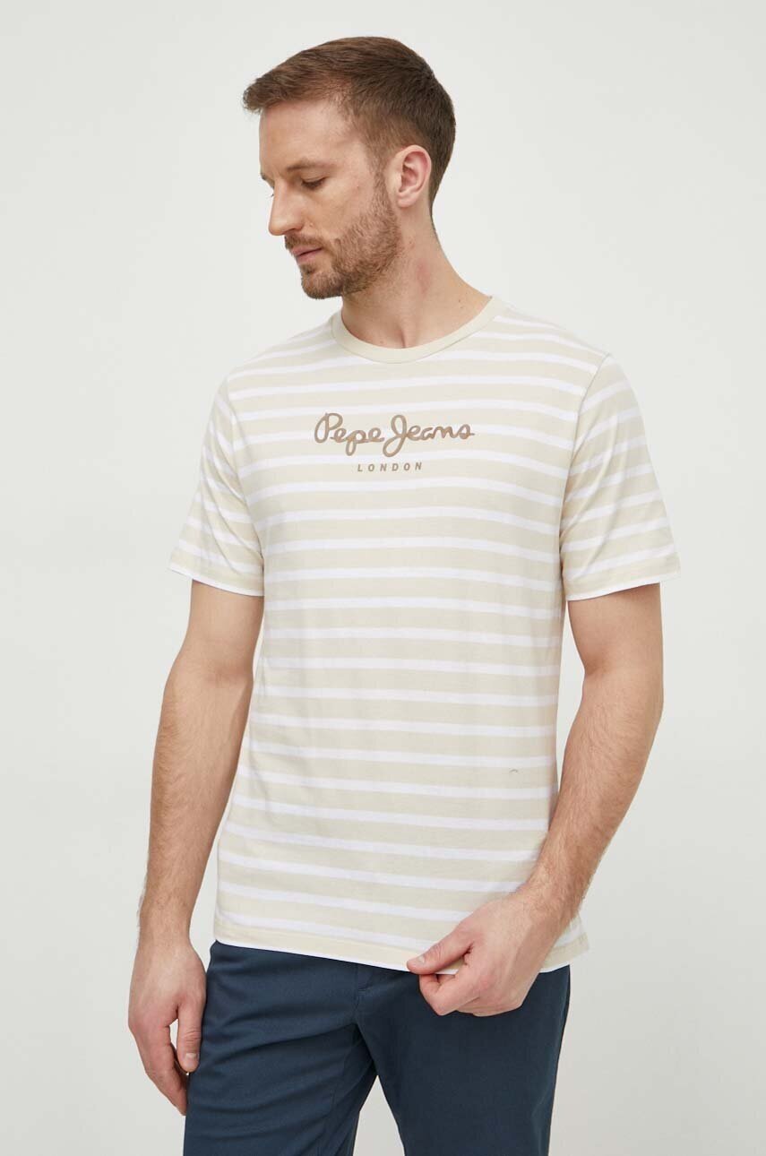Pepe Jeans Памучна тениска STRIPED EGGO