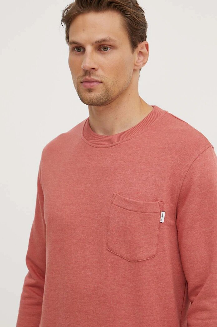 Pepe Jeans Суичър MANS CREW в розово с изчистен дизайн PM582696