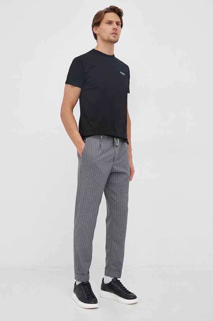 Pepe Jeans Тениска Basic мъжка в черно с изчистен дизайн
