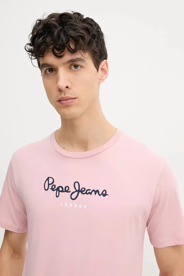 Pepe Jeans тениска мъжка от памук EGGO N розова PM508208