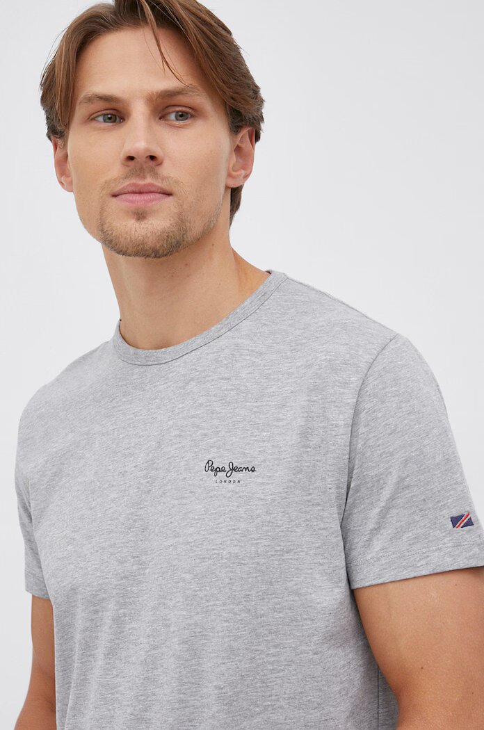Pepe Jeans Тениска Original Basic 3 в меланж на сиво