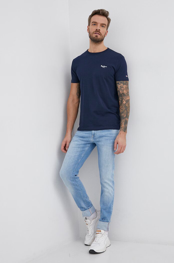 Pepe Jeans Тениска Original Basic 3 в тъмносиньо с изчистен дизайн