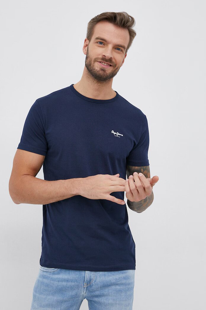 Pepe Jeans Тениска Original Basic 3 в тъмносиньо с изчистен дизайн