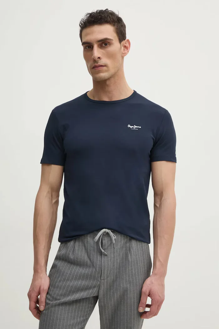 Pepe Jeans Тениска ORIGINAL BASIC 3N в тъмносиньо с принт PM508212