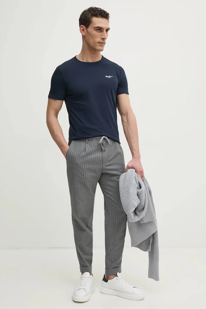 Pepe Jeans Тениска ORIGINAL BASIC 3N в тъмносиньо с принт PM508212