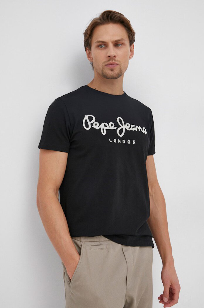 Pepe Jeans Тениска Original мъжка в черно с принт