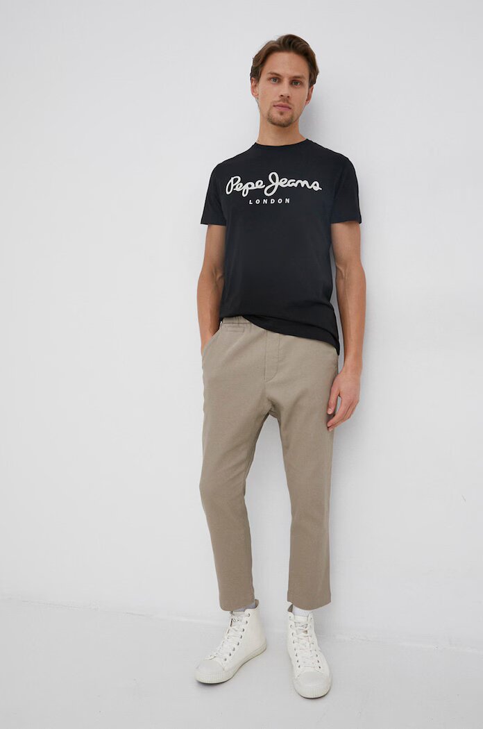 Pepe Jeans Тениска Original мъжка в черно с принт