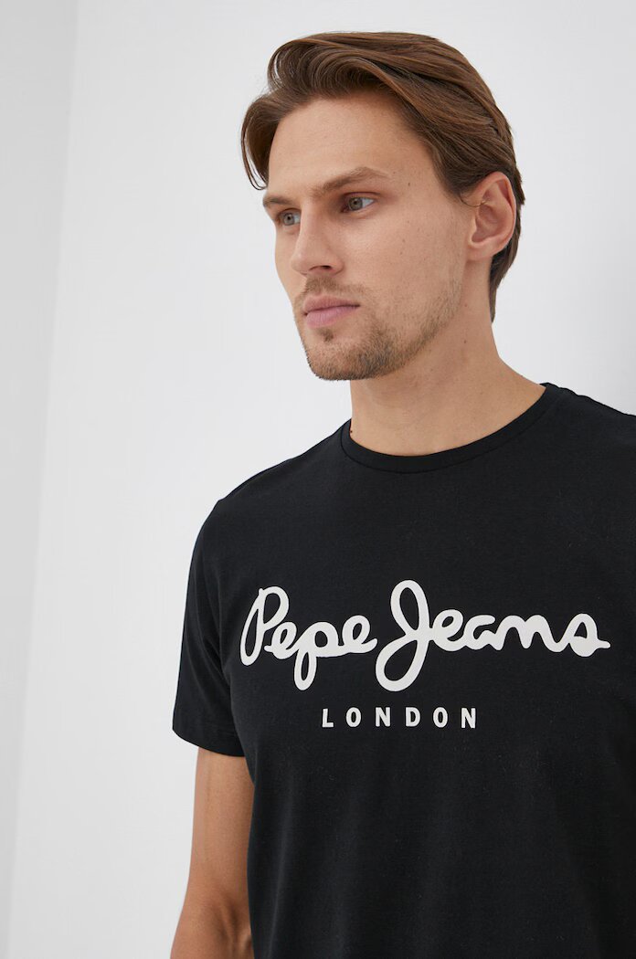 Pepe Jeans Тениска Original мъжка в черно с принт