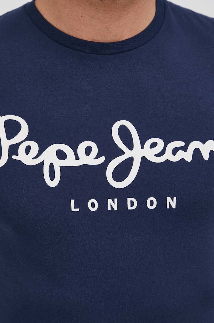 Pepe Jeans Тениска Original Stretch мъжка в тъмносиньо с принт