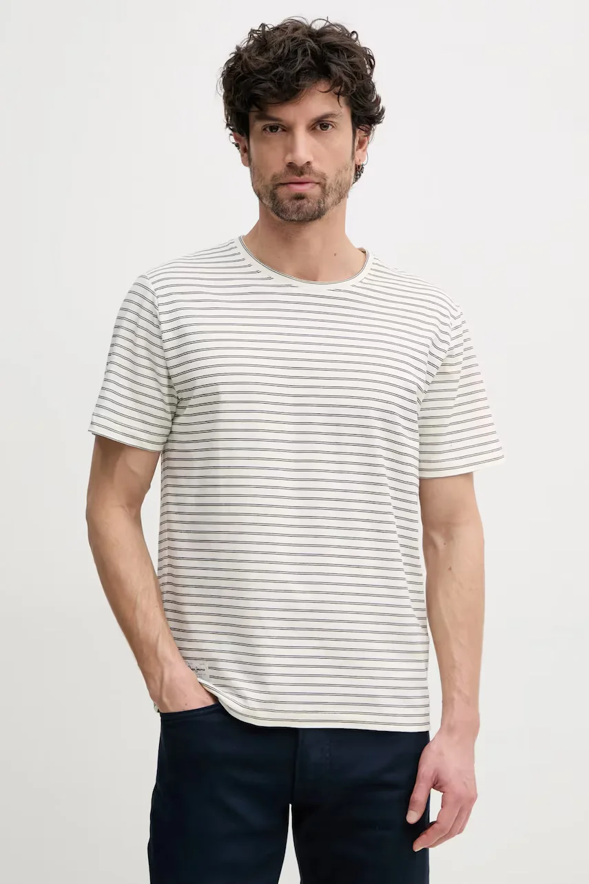 Pepe Jeans Тениска с лен WEST STRIPED PURNEY TEE