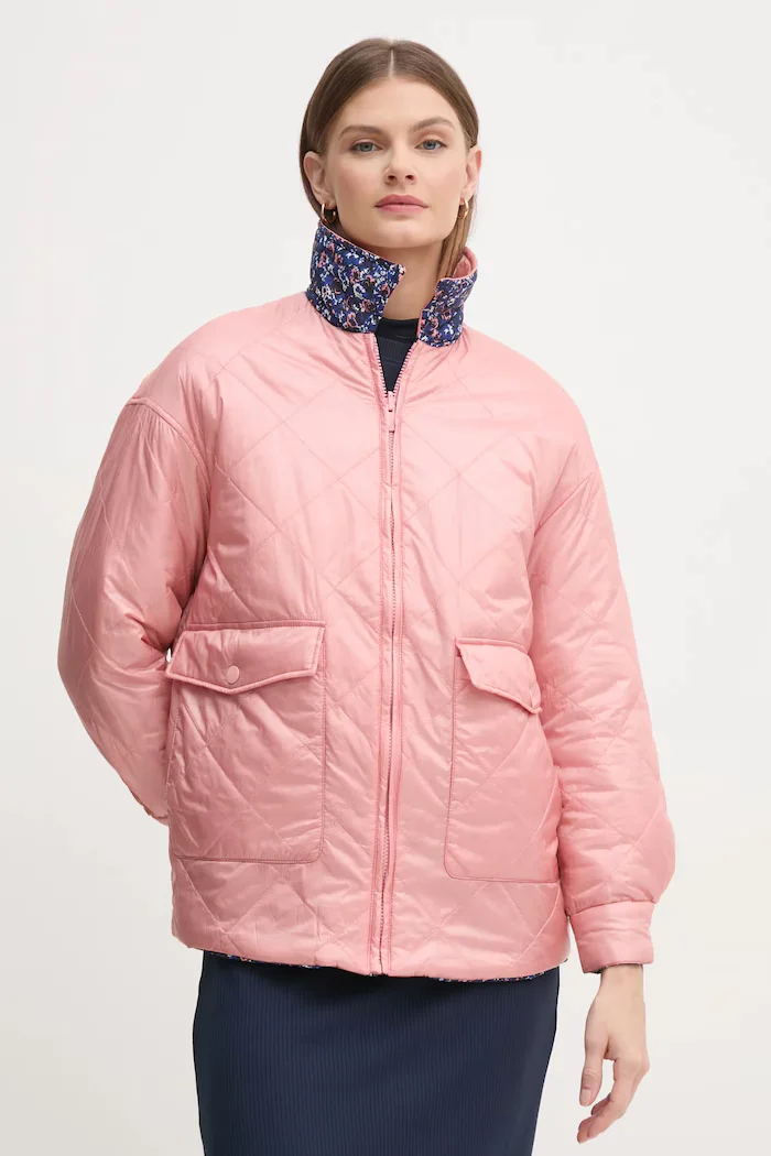 Pepe Jeans Яке с две лица FLEUR DAILY в розово преходен модел с уголемена кройка PL402499