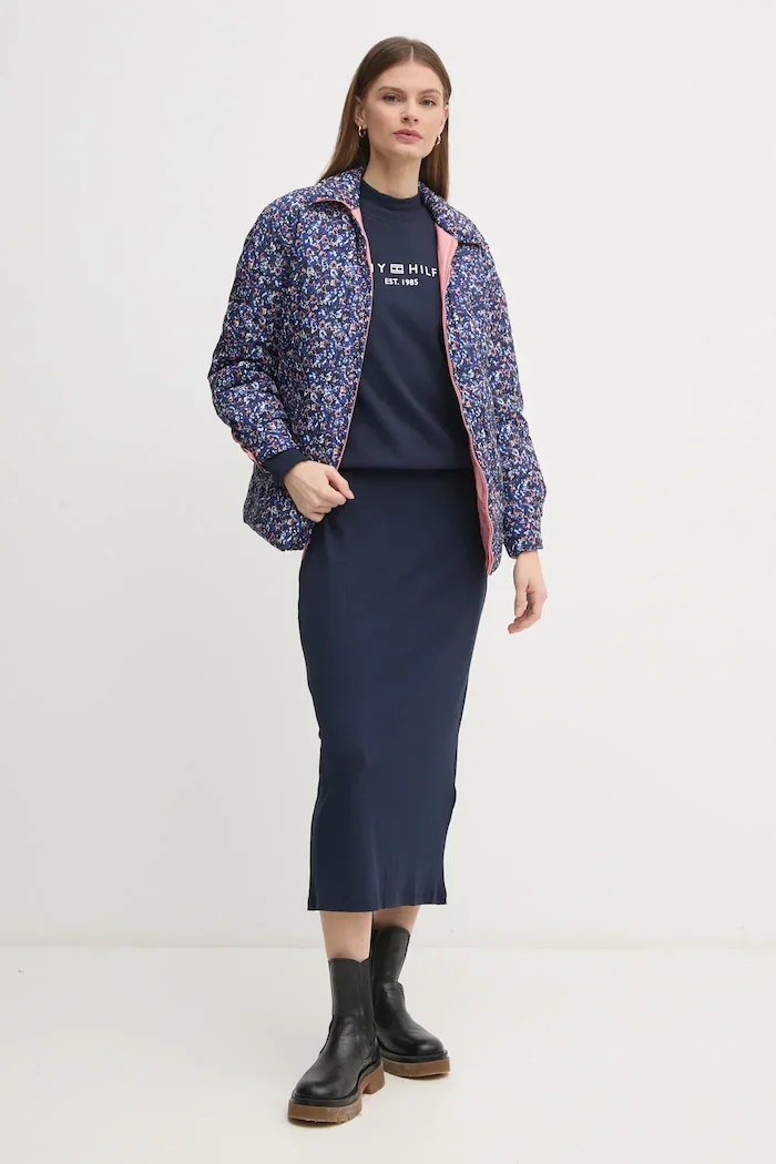 Pepe Jeans Яке с две лица FLEUR DAILY в розово преходен модел с уголемена кройка PL402499