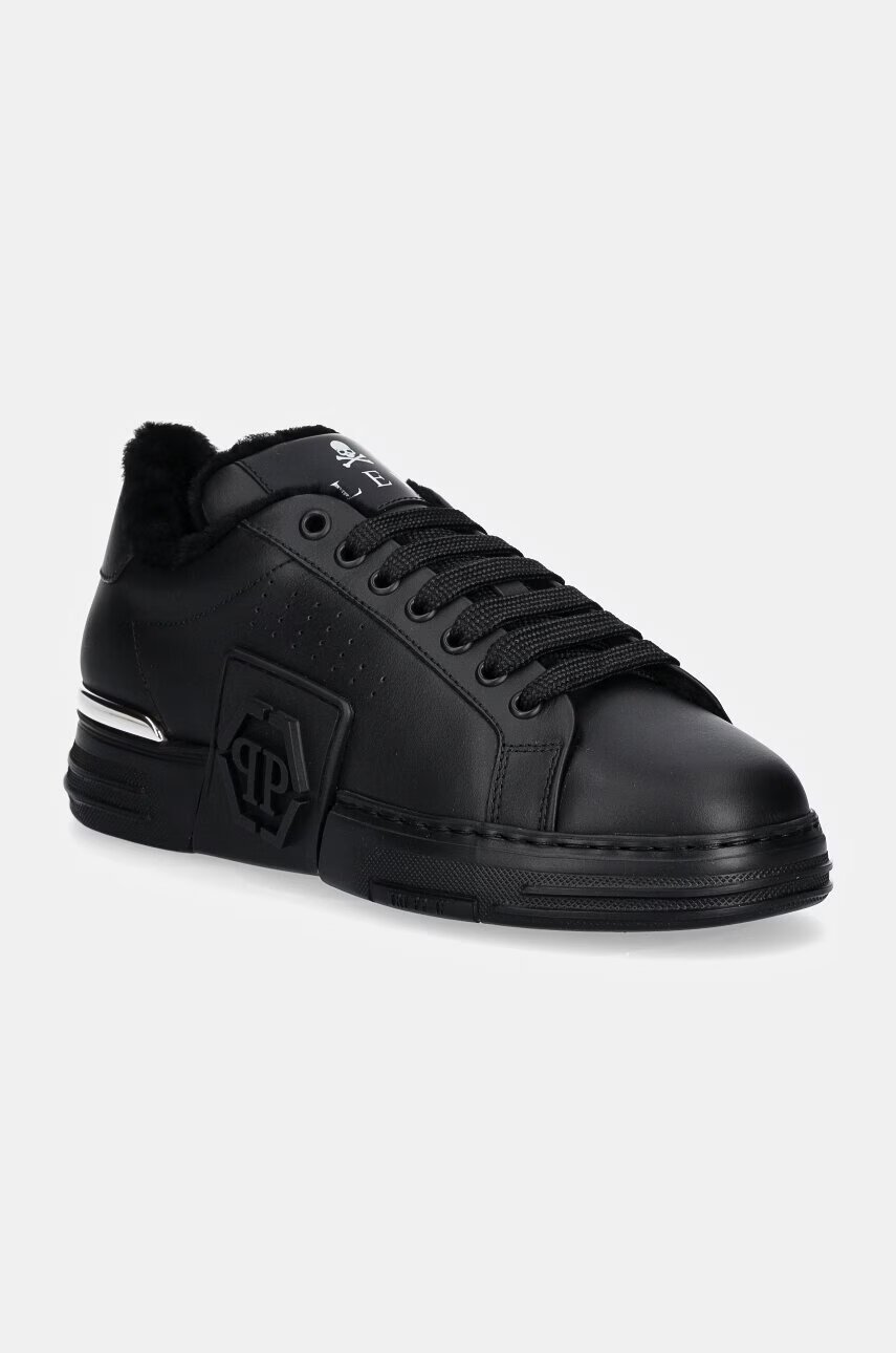 PHILIPP PLEIN Кожени маратонки Nappa Lo-Top Fur Hexagon