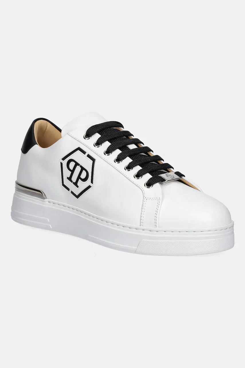 PHILIPP PLEIN Кожени маратонки Nappa Lo-Top Hexagon