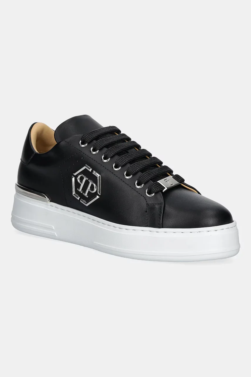 PHILIPP PLEIN Кожени маратонки Nappa Lo-Top Hexagon