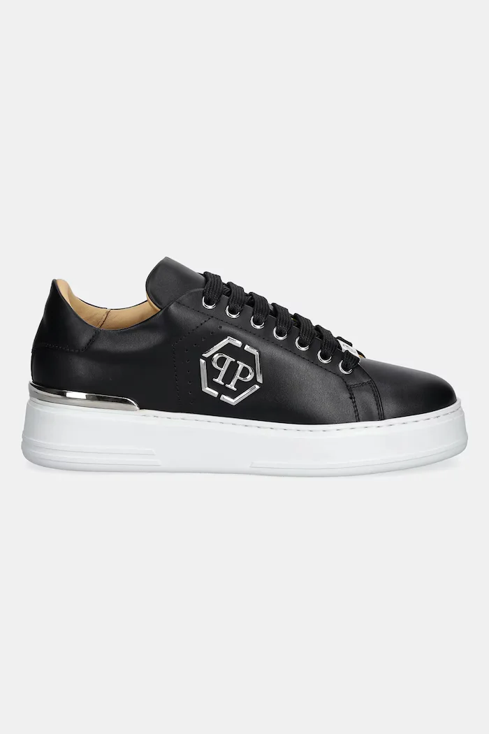 PHILIPP PLEIN Кожени маратонки Nappa Lo-Top Hexagon в черно USC0670 PLE010N 02