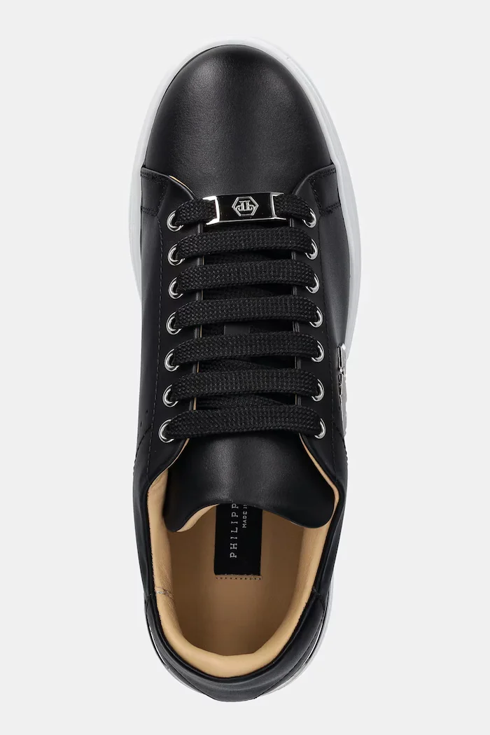 PHILIPP PLEIN Кожени маратонки Nappa Lo-Top Hexagon в черно USC0670 PLE010N 02