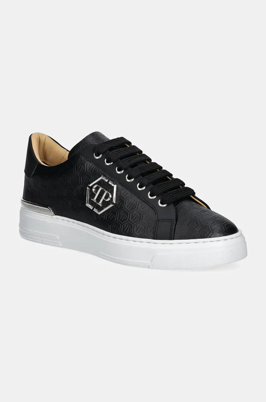 PHILIPP PLEIN Кожени маратонки Nappa Lo-Top Monogram