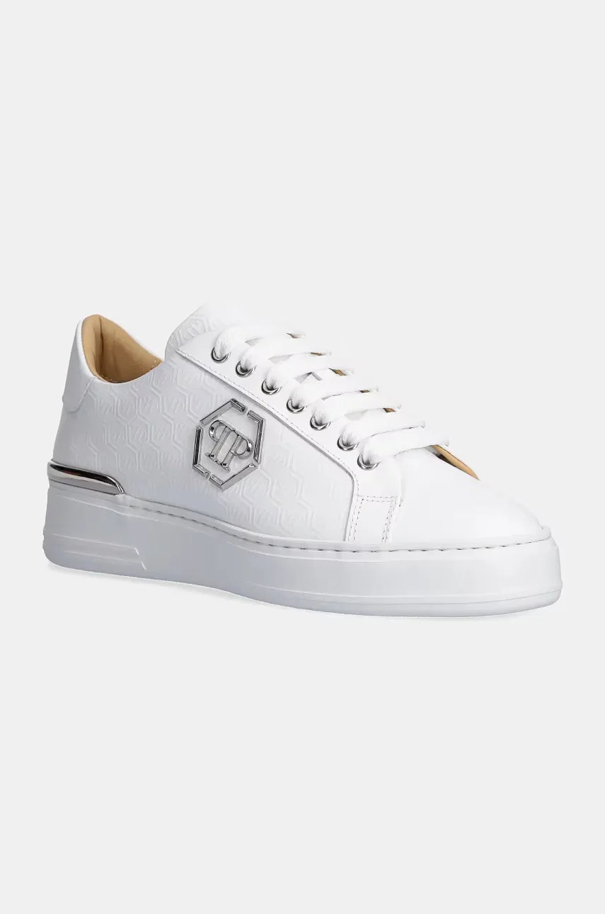 PHILIPP PLEIN Кожени маратонки Nappa Lo-Top Monogram
