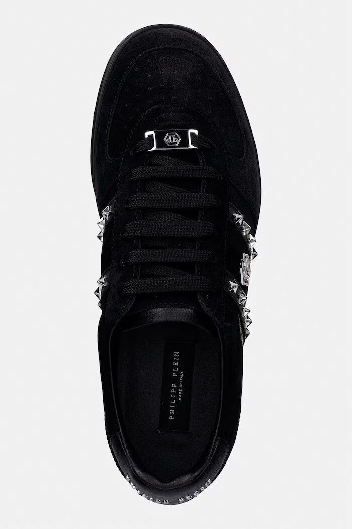 PHILIPP PLEIN Велурени маратонки Low-Top Retro Rebel мъжки в черно USC0911.PLE009N.0202